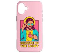 Christian Jesus Believe In The Light Anime Pop Art Rosa Carcasa para iPhone 16 Plus