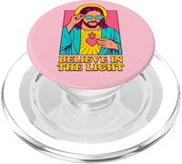 Christian Jesus Believe In The Light Anime Pop Art Rosa PopSockets PopGrip para MagSafe