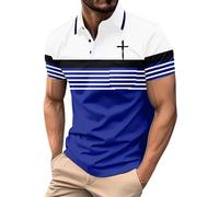 Christian Jesus Faith Cross Polo para hombre, camiseta de manga corta con botones y bolsillos, camisetas gráficas, Camisas polo azules para hombre, M