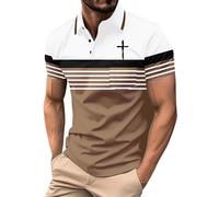 Christian Jesus Faith Cross Polo para hombre, camiseta de manga corta con botones y bolsillos, camisetas gráficas, Camisas polo caqui para hombre, XL
