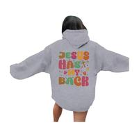 Christian Jesus Has My Back - Sudaderas con capucha para mujer, diseño gráfico Workou con capucha, trajes de Dios, ajuste holgado, diseño de dibujos animados Trust In The Lord Faith, gris, XXL
