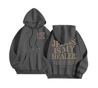 Christian Jesus Is My Healer - Sudaderas de gran tamaño para mujer, ajuste holgado, para verano, con capucha, sudaderas con capucha religiosa, linda, gráfica, para la playa, casual, divertida Faith
