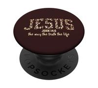 Christian Jesus Leopard Print Faith Cita Juan 14:6 PopSockets PopGrip Adhesivo