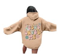 Christian Jesus Loves Me Sudaderas con capucha para mujer, lindas letras gráficas con capucha, tops God Comfort, esenciales, informales, sudaderas con capucha con diseños religiosos de confianza en el