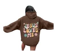 Christian Jesus Loves Me Western Sudaderas con capucha para mujer, diseño gráfico de moda, casual, con capucha, suéteres religiosos, de dibujos animados, con letras de país, God Pray The Lord, Y2K