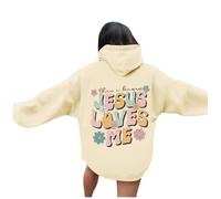 Christian Jesus Loves Me Western Sudaderas con capucha para mujer, diseño gráfico de moda, casual, con capucha, suéteres religiosos, de dibujos animados, con letras de país, God Pray The Lord, Y2K