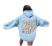 Christian Jesus Loves Me Western Sudaderas con capucha para mujer, diseño gráfico de moda, casual, con capucha, suéteres religiosos, de dibujos animados, con letras de país, God Pray The Lord, Y2K