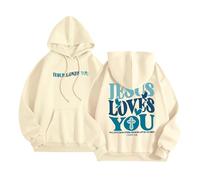 Christian Jesus Loves You - Sudadera con capucha para mujer, diseño gráfico Workou a la moda, con capucha, tops de Dios Y2K, letras universitarias, sueltas, informales, sudaderas con capucha suaves y