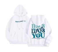 Christian Jesus Loves You - Sudadera lisa con capucha para mujer, cómoda, casual, con capucha, moderna, delgada, suelta, gráfica, con letras gráficas, caricaturas, dios religiosos, con capucha, Y2K