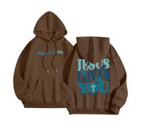 Christian Jesus Loves You - Sudadera lisa con capucha para mujer, cómoda, casual, con capucha, moderna, delgada, suelta, gráfica, con letras gráficas, caricaturas, dios religiosos, con capucha, Y2K
