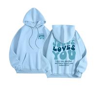 Christian Jesus Loves You - Sudaderas con capucha de gran tamaño para mujer, a la moda, con capucha, sudaderas con capucha de fe, cómodas, gráficas, ajuste holgado, casual, con letras, para