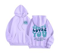 Christian Jesus Loves You Western Sudaderas con capucha para mujer, cómodas con capucha con letras Faith Y2K, a la moda, casual, gráfica, holgada, personalizadas, con capucha, Morado (, XXL