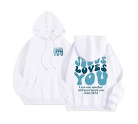 Christian Jesus Loves You Western Sudaderas con capucha para mujer, cómodas con capucha con letras Faith Y2K, a la moda, casual, gráfica, holgada, personalizadas, con capucha, blanco, S