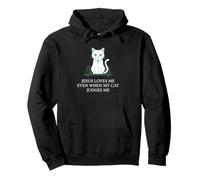 Christian Jesus me ama Incluso Cuando mi Gato juzga al dueño del Gato Sudadera con Capucha