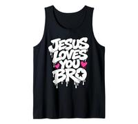 Christian Jesus te ama, Hermano, Divertido, humorístico, corazón de fe Camiseta sin Mangas