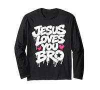 Christian Jesus te ama, Hermano, Divertido, humorístico, corazón de fe Manga Larga