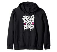 Christian Jesus te ama, Hermano, Divertido, humorístico, corazón de fe Sudadera con Capucha