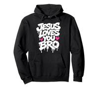 Christian Jesus te ama, Hermano, Divertido, humorístico, corazón de fe Sudadera con Capucha