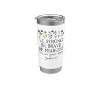 Christian Joshua 1:9 Bible Verse Be Strong Scripture Brave Vaso térmico de acero inoxidable de doble pared