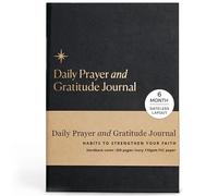 Christian Journal Co - Diario diario de oración y gratitud - 6 meses | Planificador diario de cuero negro para afirmaciones bíblicas y solicitudes de oración | Libro de positividad para estudio y