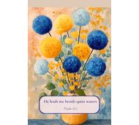 Christian Journal for Women with Bible Verse on Cover - He Leads Me Beside Quiet Waters, Psalm 23:2: Floral Notebook Lined