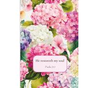 Christian Journal for Women with Bible Verse on Cover - He restoreth my soul: Floral Notebook lined