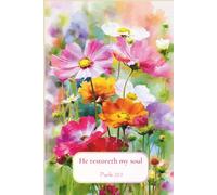 Christian Journal for Women with Bible Verse on Cover - He restoreth my soul: Floral Notebook Lined