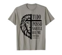 Christian Lion Cross Tudo POSSO Filipenses 4:13 Verso de la Biblia Camiseta