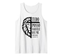 Christian Lion Cross Tudo POSSO Filipenses 4:13 Verso de la Biblia Camiseta sin Mangas