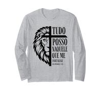 Christian Lion Cross Tudo POSSO Filipenses 4:13 Verso de la Biblia Manga Larga