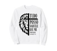 Christian Lion Cross Tudo POSSO Filipenses 4:13 Verso de la Biblia Sudadera