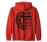Christian Lion Cross Tudo POSSO Filipenses 4:13 Verso de la Biblia Sudadera con Capucha