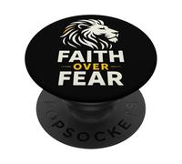 Christian Lion Faith Over Fear Design para Hombres, Mujeres y Adolescentes PopSockets PopGrip Adhesivo
