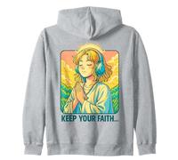Christian Lo-fi Anime Manga Oración Estética Mantén Tu Fe Sudadera con Capucha