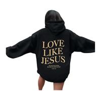 Christian Love Like Jesus Sudaderas con capucha para mujer 2025 Casual Gráfico Gráfico Faith Workou Anime Verano con capucha Suéteres de playa Lisos Pray The Lord Jesus Saves Trendy Soft, Negro, L