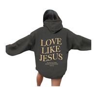 Christian Love Like Jesus Sudaderas con capucha para mujer 2025 Casual Gráfico Gráfico Faith Workou Anime Verano con capucha Suéteres de playa Lisos Pray The Lord Jesus Saves Trendy Soft, gris, XL