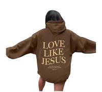 Christian Love Like Jesus Sudaderas con capucha para mujer 2025 Casual Gráfico Gráfico Faith Workou Anime Verano con capucha Suéteres de playa Lisos Pray The Lord Jesus Saves Trendy Soft, café, L