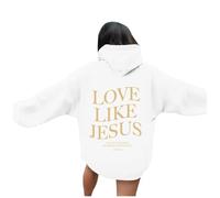 Christian Love Like Jesus Sudaderas con capucha para mujer 2025 Casual Gráfico Gráfico Faith Workou Anime Verano con capucha Suéteres de playa Lisos Pray The Lord Jesus Saves Trendy Soft, blanco, M
