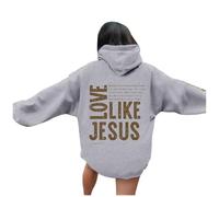 Christian Love Like Jesus - Sudaderas con capucha para mujer, a la moda, casual, universitaria, con capucha, diseño gráfico de verano Y2K, ligera, God Faith, Gris Claro, XXL