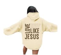 Christian Love Like Jesus - Sudaderas con capucha para mujer, a la moda, casual, universitaria, con capucha, diseño gráfico de verano Y2K, ligera, God Faith, beige, S