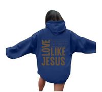 Christian Love Like Jesus - Sudaderas con capucha para mujer, a la moda, casual, universitaria, con capucha, diseño gráfico de verano Y2K, ligera, God Faith, azul oscuro, XL