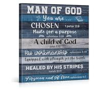 Christian Man of God Religious Poster Wall Art Inspirational Spiritual Decor for Home Bedroom Bathroom(Framed,12x18inch(30x45cm))