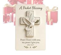 Christian Pocket Cross Gift Set, 10 x 14 cm Portable Faith Encouragement Token, Handheld Prayer Cross with Bible Verse Card, Wooden Spiritual Keepsake for Daily Comfort, Inspirational Travel Companion