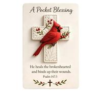 Christian Pocket Cross Gift Set, 10x14cm Portable Faith Encouragement Token, Handheld Prayer Cross with Bible Verse Card, Wooden Spiritual Keepsake for Daily Comfort, Inspirational Travel Companion