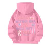 Christian Sudadera con capucha para mujer con capucha God is Within Her She Will Not Fall Long Sleeve Oversize Sweatshirts Print Top Zip-Up Neckline Inspirational Top for Faith-Conscious Fashion