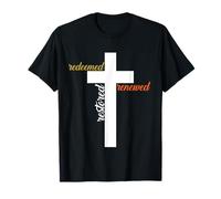 Christian T-Shirt - Redeemed, Restored, Renewed by Jesus Camiseta