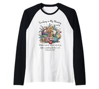 Christian Teacher Teaching Is My Ministry - Versículo bíblico Floral Camiseta Manga Raglan