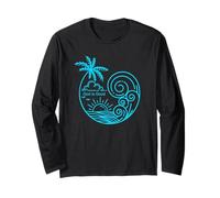 Christian Tropical Wave Beach Line Art Diseño Gráfico Manga Larga