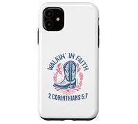 Christian Walk in Faith Cowgirl Boots 2 Corintios 5:7 Carcasa para iPhone 11