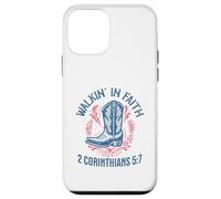Christian Walk in Faith Cowgirl Boots 2 Corintios 5:7 Carcasa para iPhone 12 mini